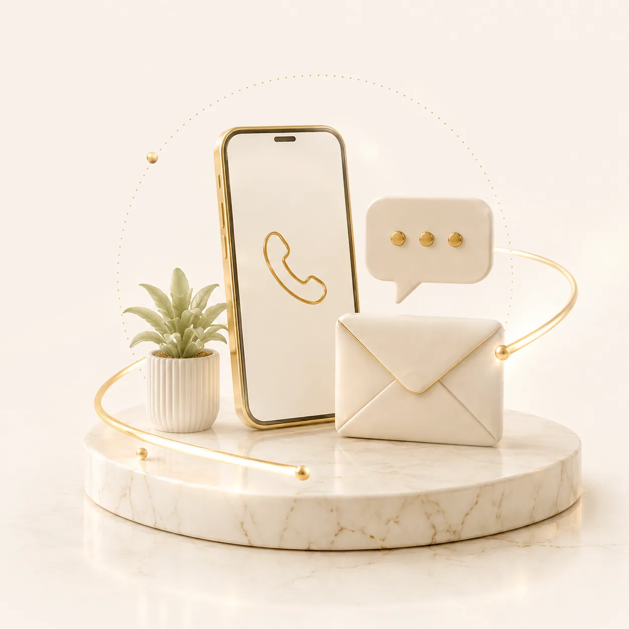 Telefon, wiadomość i koperta symbolizujące kontakt
